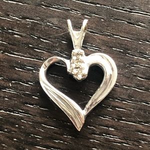***SOLD***Stamped 10K White Gold Heart and Diamond Pendant